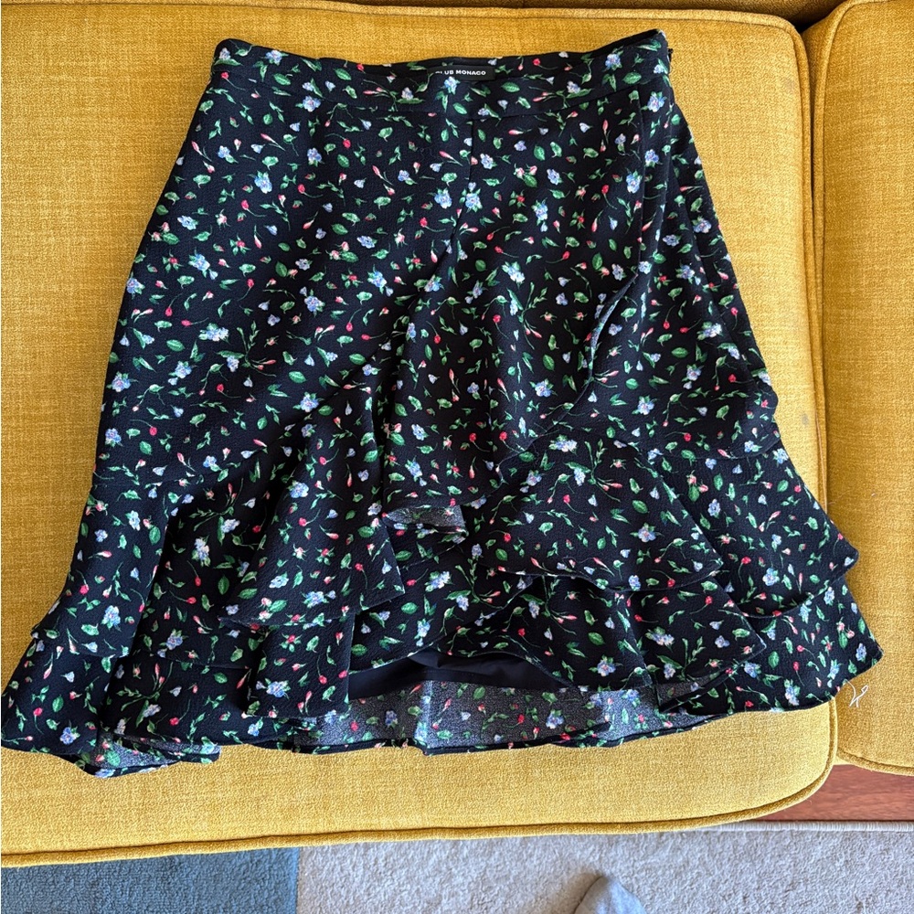 Club Monaco Black Floral Mini Skirt